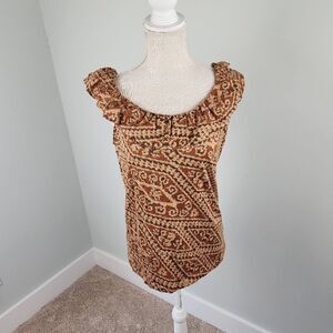 Lauren Ralph Lauren Women’s Scoop Neck On Or Off Shoulder Ruffle Top Size Medium